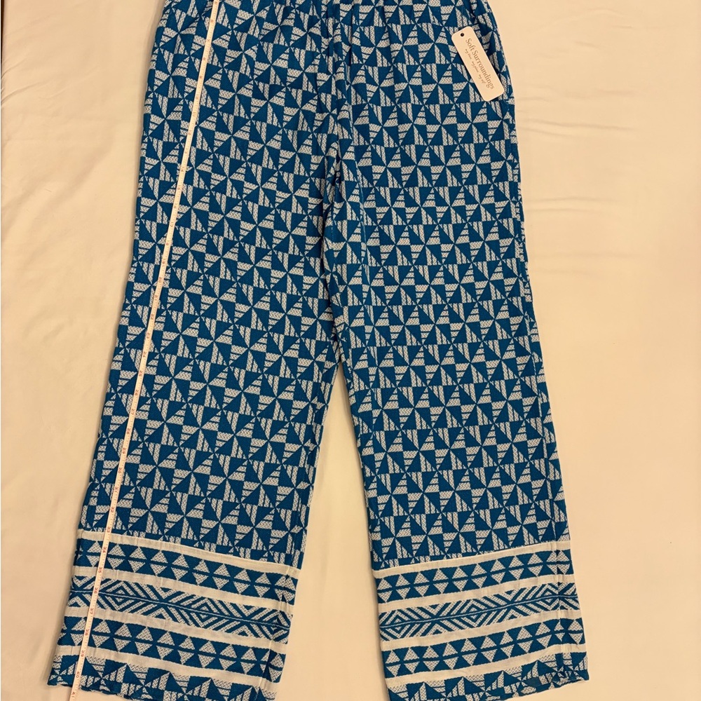 Soft Surroundings Women's Narah Blue Patterned Full Length Palazzo Pants sz M - Picture 2 of 6